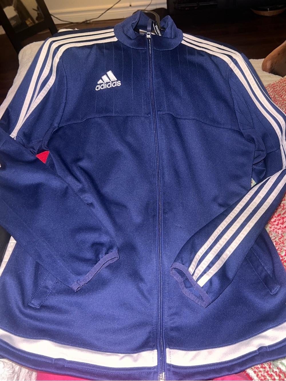 Adidas Navy Track Jacket with Signature Stripes